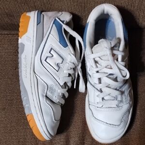 New Balance Kids' White and Blue Sneakers
